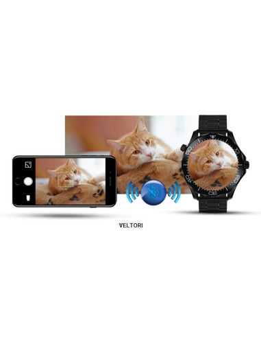 Smartwatch veltori vt150-1 czarny pasek silikonowy + czarna bransoleta