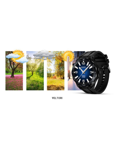 Smartwatch veltori vt150-1 czarny pasek silikonowy + czarna bransoleta