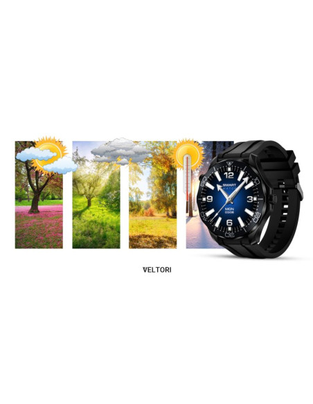 Smartwatch veltori vt150-1 czarny pasek silikonowy + czarna bransoleta