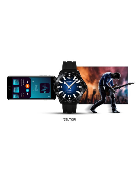 Smartwatch veltori vt150-1 czarny pasek silikonowy + czarna bransoleta