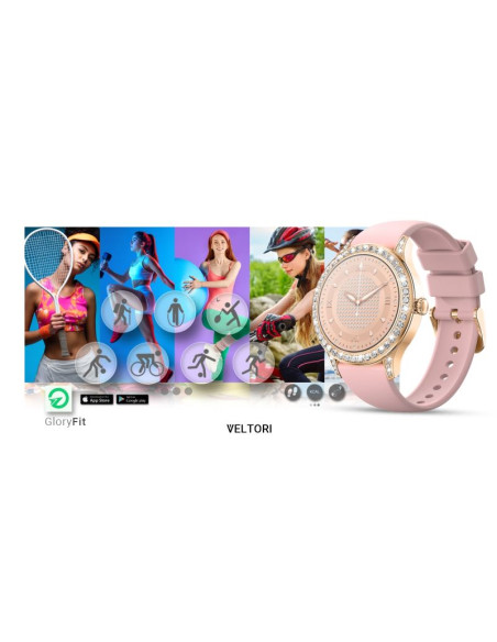 Smartwatch damski veltori vt360-1 różowy pasek silikonowy