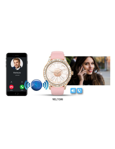 Smartwatch damski veltori vt360-1 różowy pasek silikonowy