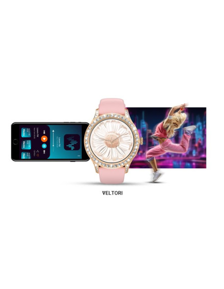 Smartwatch damski veltori vt360-1 różowy pasek silikonowy