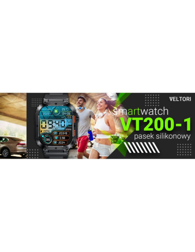Smartwatch veltori vt200-1 czarny pasek silikonowy