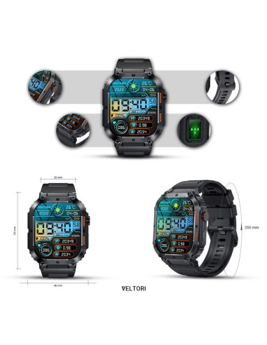 Smartwatch veltori vt200-1 czarny pasek silikonowy
