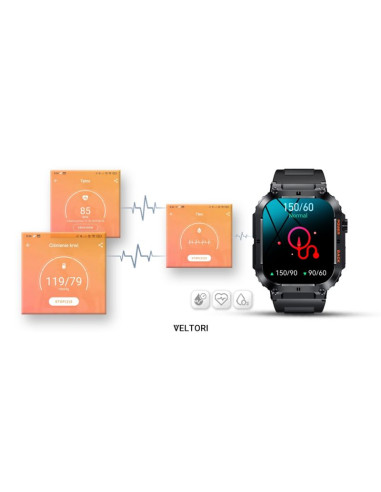 Smartwatch veltori vt200-1 czarny pasek silikonowy