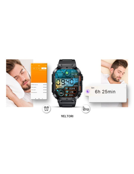 Smartwatch veltori vt200-1 czarny pasek silikonowy