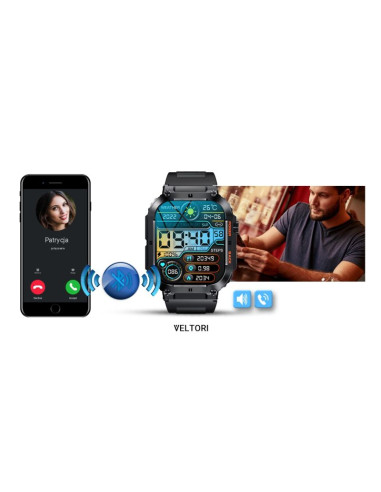 Smartwatch veltori vt200-1 czarny pasek silikonowy