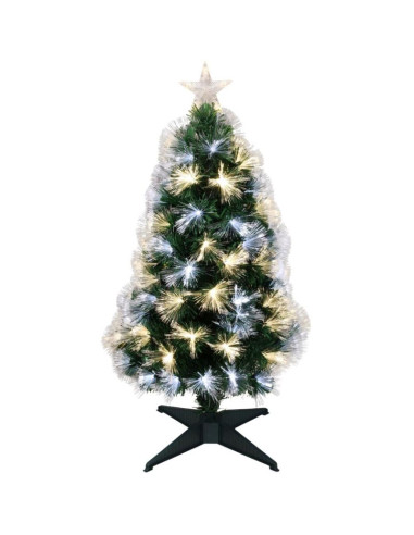 Choinka dekoracyjna światłowodowa ciepły zimny biały 90cm