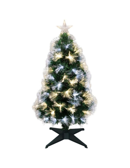 Choinka dekoracyjna światłowodowa ciepły zimny biały 90cm