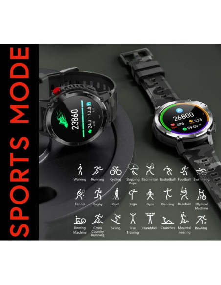 Smartwatch męski rubicon rncf08 black/moro smarub232