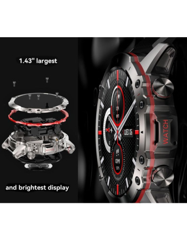 Smartwatch męski rubicon rncf18-1 black bransoleta + pasek