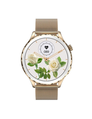 Smartwatch damski rubicon rncf02-2 złoty + pasek różowy