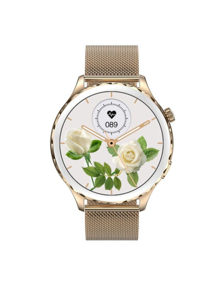 Smartwatch damski rubicon rncf02-2 złoty + pasek różowy