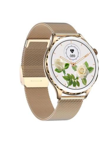 Smartwatch damski rubicon rncf02-2 złoty + pasek różowy