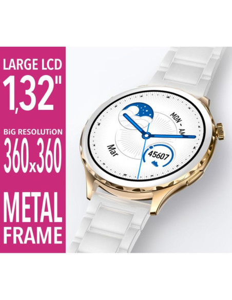 Smartwatch damski rubicon rncf02-2 złoty + pasek różowy