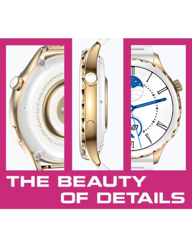 Smartwatch damski rubicon rncf02-2 złoty + pasek różowy