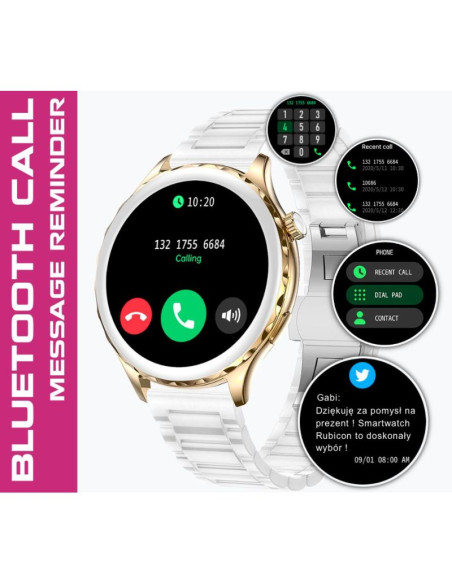 Smartwatch damski rubicon rncf02-2 złoty + pasek różowy