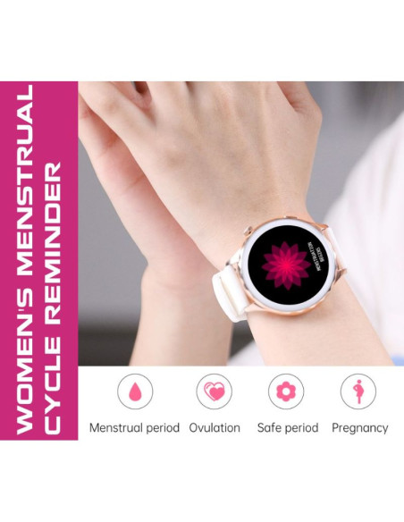 Smartwatch damski rubicon rncf02-2 złoty + pasek różowy