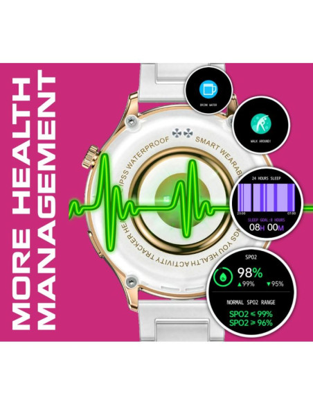 Smartwatch damski rubicon rncf02-2 złoty + pasek różowy