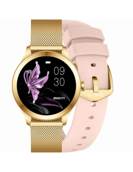 Smartwatch gravity różowo złoty 2 paski gt25-1 pro