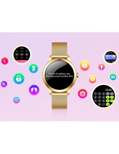 Smartwatch gravity różowo złoty 2 paski gt25-1 pro