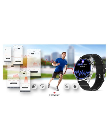 Smartwatch giewont vertex smartcall gw450-5 silver/carbon leather