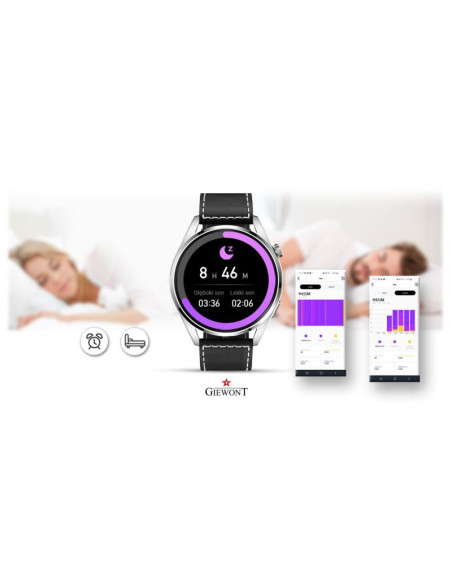 Smartwatch giewont vertex smartcall gw450-5 silver/carbon leather