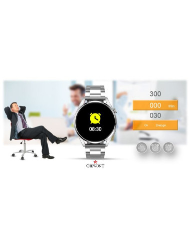 Smartwatch giewont vertex smartcall gw450-5 silver/carbon leather