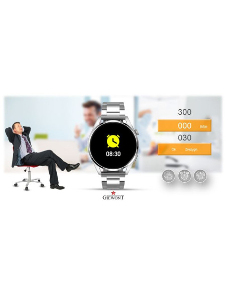 Smartwatch giewont vertex smartcall gw450-5 silver/carbon leather