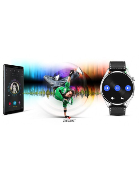 Smartwatch giewont vertex smartcall gw450-5 silver/carbon leather