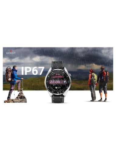 Smartwatch giewont vertex smartcall gw450-5 silver/carbon leather