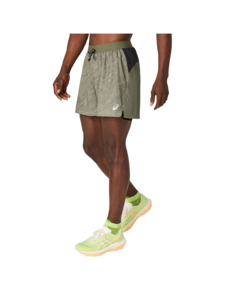 Asics fujitrail all over print 5in short 2011d392-300 zielone l