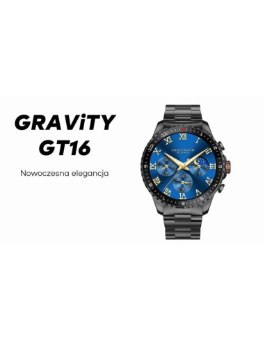 Smartwatch męski gravity gt16-2 black / czarna bransoleta