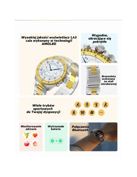 Smartwatch męski gravity gt16-2 black / czarna bransoleta