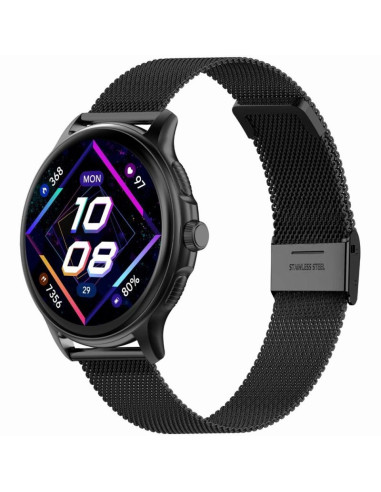 Smartwatch damski gravity gt12-1 czarny pasek silikonowy + czarna bransoleta