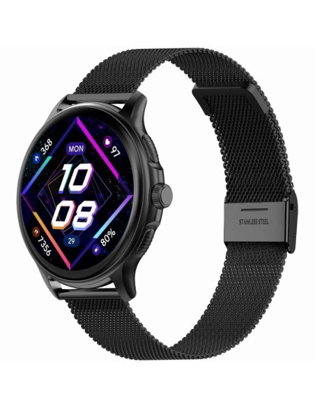 Smartwatch damski gravity gt12-1 czarny pasek silikonowy + czarna bransoleta