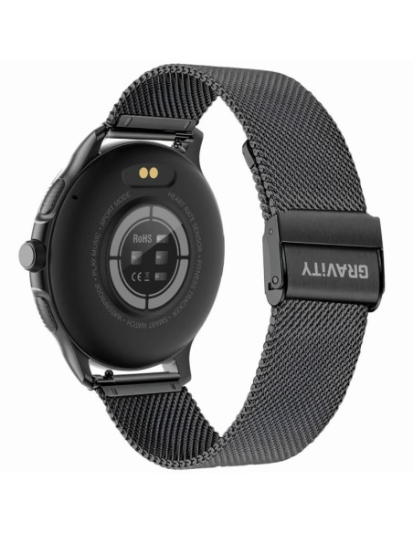 Smartwatch damski gravity gt12-1 czarny pasek silikonowy + czarna bransoleta