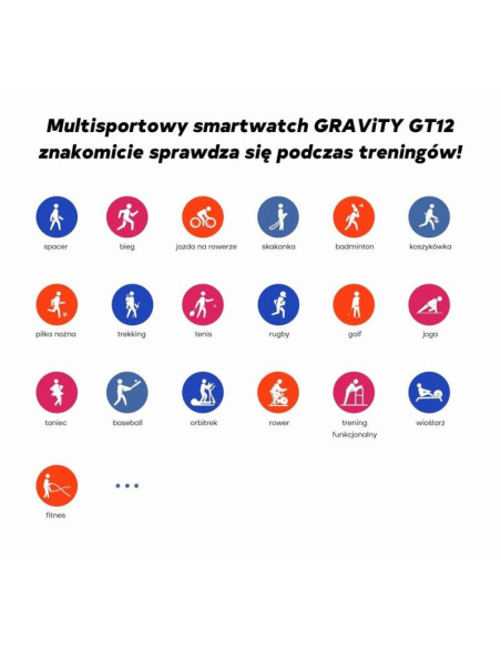Smartwatch damski gravity gt12-1 czarny pasek silikonowy + czarna bransoleta