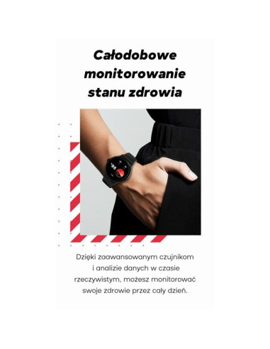 Smartwatch damski gravity gt12-1 czarny pasek silikonowy + czarna bransoleta