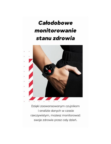 Smartwatch damski gravity gt12-1 czarny pasek silikonowy + czarna bransoleta