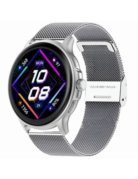 Smartwatch damski gravity gt12-7 czarny pasek silikonowy + srebrna bransoleta
