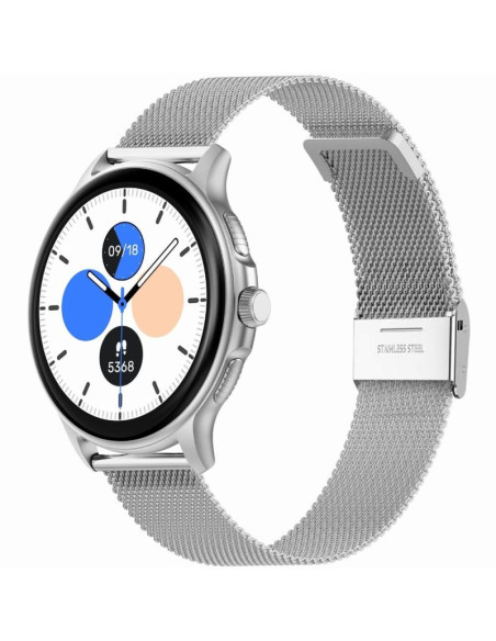 Smartwatch damski gravity gt12-7 czarny pasek silikonowy + srebrna bransoleta