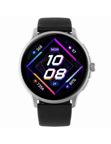 Smartwatch damski gravity gt12-7 czarny pasek silikonowy + srebrna bransoleta
