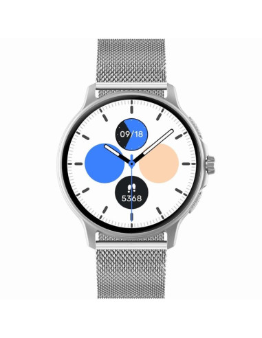 Smartwatch damski gravity gt12-7 czarny pasek silikonowy + srebrna bransoleta