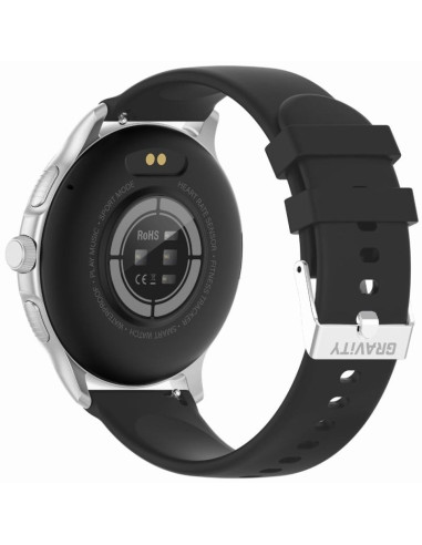 Smartwatch damski gravity gt12-7 czarny pasek silikonowy + srebrna bransoleta