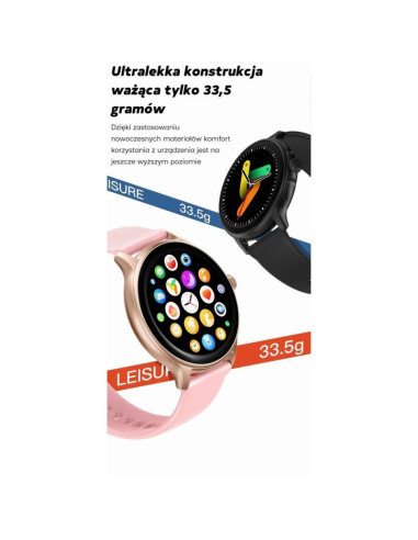 Smartwatch damski gravity gt12-7 czarny pasek silikonowy + srebrna bransoleta
