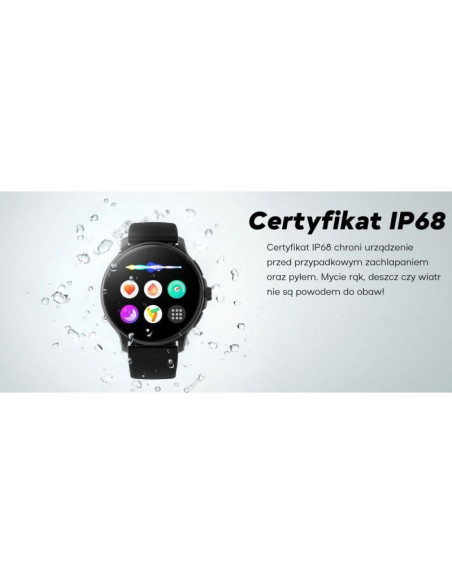 Smartwatch damski gravity gt12-7 czarny pasek silikonowy + srebrna bransoleta