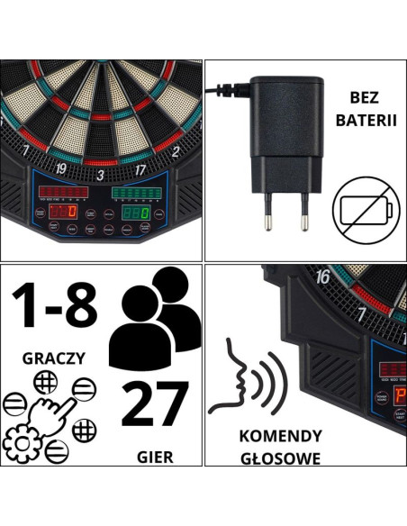 Dart elektroniczny z zasilaczem i 4 licznikami 49cm enero pro