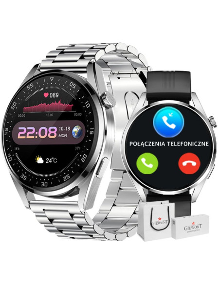Smartwatch giewont vertex smartcall gw450-4 silver/carbon silikon